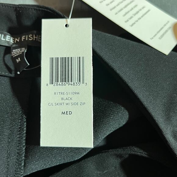Eileen Fisher Skirt Womens Medium Black Unlined Lightweight Career Business Work - Picture 7 of 11
